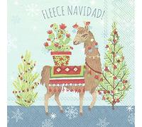 Boston International IHR 3-Ply Paper Napkins, 20-Count Lunch Size, Fleece Navidad Light Blue