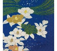 Boston International IHR 3-Ply Paper Napkins, 20-Count Lunch Size, Floral Waves Blue