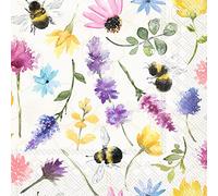 Boston International IHR 3-Ply Paper Napkins, 20-Count Lunch Size, Summer Bees Cream