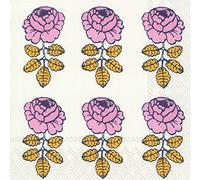 Boston International L553190 IHR Marimekko 20-Count 3-Ply Lunch Paper Napkins, Vihkiruusu White