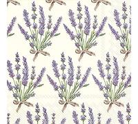 Boston International L728460 IHR 3-Ply Paper Napkins, Bouquet of Lavender Cream