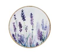 Boston International Mango Wood and Enamel Decorative Round Serving Tray, 12" Diameter, Lavender