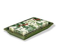 Boston International October Hill Ceramic Guest Towel Caddy/Tray, Green
