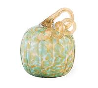 Boston International Pumpkin Figurine, Green and Gold, 4.5 x 5.5-Inches