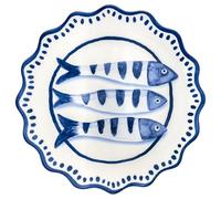Boston International Square Platter Ceramic Serving Dish, 12" x 12", Amalfi Fish