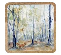 Boston International Square Platter Mango Wood & Enamel Serving Dish, 10" x 10", Amber Woods