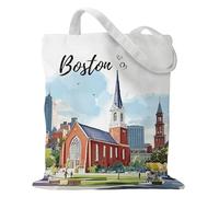 Boston Landscape Gift Tote Bags - Boston Travel Canvas Tote Bag City Themed Souvenir Gifts for Women Travel Lover Urban Explorers Birthday Wedding Shopping Grocery
