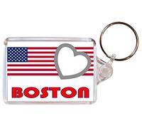 Boston - Love USA/United States of America Towns & Cities Flag - Double Sided Large Keyring Souvenir/Gift/Present
