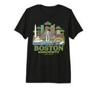 Boston MA Cityscape Irish St Patricks Day Skyline Souvenir Premium T-Shirt