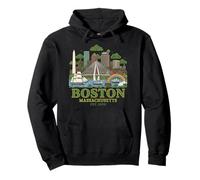 Boston MA Cityscape Irish St Patricks Day Skyline Souvenir Pullover Hoodie
