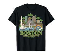 Boston MA Cityscape Irish St Patricks Day Skyline Souvenir T-Shirt