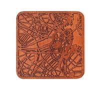 Boston Map Coaster, One piece, Sapele Wooden Coaster with City map, Multiple City Optional, Handmade