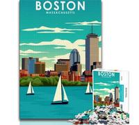 Boston Massachusetts 1000 Piece Jigsaw Puzzles for Adults Gifts,Decompressing Intellectual Educational Toy Perfect Decoration 38x26cm