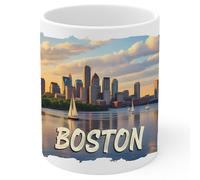 Boston Massachusetts Ceramic Coffee Mug 11oz - Tea Coffee Mug with Comfortable Grip - Unique Travel Gift Cup for Office or Home - Vibrant Long-Lasting Print ID44991
