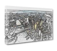 Boston Massachusetts in Abstract Canvas Print for Living Room Bedroom Home Office Décor, Wall Art Picture Ready to Hang, 30 x 20 Inch (76 x 50 cm)