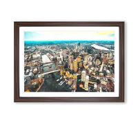 Boston Massachusetts Painting Framed Print | A2 Walnut Framed Wall Art | Ready to Hang | Modern Historical Picture | Living Room Bedroom Lounge Office