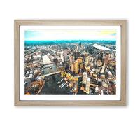 Boston Massachusetts Painting Modern Art Framed Wall Art Print, Ready to Hang Picture for Living Room Bedroom Home Office Décor, Oak A4 (34 x 25 cm)