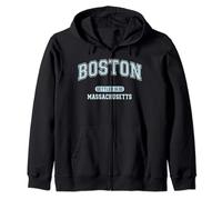 Boston Massachusetts Settled 1630 Vintage Sports Pale Blue Zip Hoodie