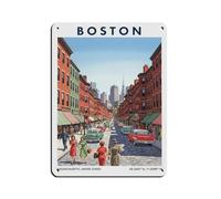 Boston Massachusetts USA Travel Tin Sign Vintage Metal Pub Club Cafe Bar Home Wall Art Decoration Poster Retro 12x16inch(30x40cm)