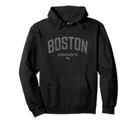 Boston Massachusetts Vintage Distressed Massachusetts Boston Pullover Hoodie, Adult Unisex, Black, Large