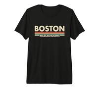 Boston - Massachusetts - Vintage/Retro Stripes - Classic Premium T-Shirt