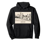 Boston Massachusetts Vintage Skyline Drawing Pullover Hoodie
