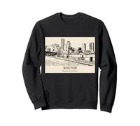 Boston Massachusetts Vintage Skyline Drawing Sweatshirt