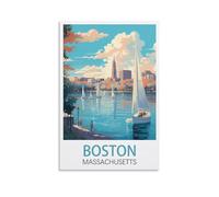 Boston Massachusetts Vintage Travel Posters 16x24inch(40x60cm) Canvas Art Poster And Wall Art Picture Print Modern Family Bedroom Decor Posters