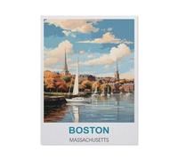 Boston Massachusetts Vintage Travel Posters,Retro Metal Tin Sign Vintage Sign For Home Coffee Wall Decor(15x30cm)6x12 inch-CA55