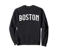 Boston Massachusetts White Distressed Text Vintage Retro Sweatshirt