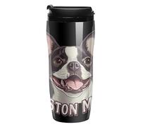 Boston Mom Terrier Dog Face Coffee Mug Travel Tumbler Water Bottle Plastic Cups with Lids Straw