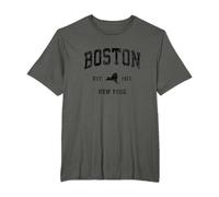 Boston New York NY Vintage Athletic Black Sports Design T-Shirt