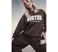'Boston' Printed Sweatshirt Yours Brown 20