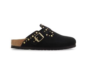 Boston Rivet Suede Clogs Black
