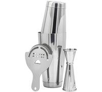 Boston Shaker 3-Piece Set: Cocktail Shaker, Japanese Style Jigger and Hawthorne Strainer
