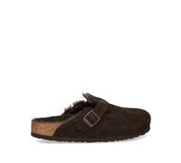 Birkenstock Boston Fur Shearling Brown Suede Womens slipper mules 102052923 in a Plain Suede Leather in Size 38