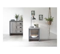 Boston Side Table Metal & Wood Grey 1 Shelf