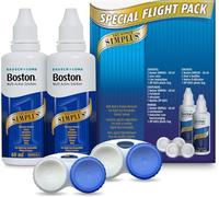 Boston Simplus Travel Contact Lens Solution, for RGP Lenses, 2 x 60 ml | Bausch + Lomb, Rigid Gas Permeable Contact Lenses, One-step Bottle, Removes Proteins, 2 x Lens Cases Included, Flight Pack