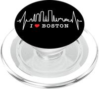 Boston Skyline Heartbeat Silhouette Heart I Love Boston MA PopSockets PopGrip for MagSafe
