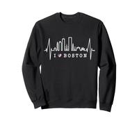 Boston Skyline Heartbeat Silhouette Heart I Love Boston MA Sweatshirt