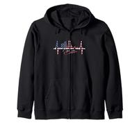 Boston Skyline Heartbeat Silhouette Heart I Love Boston MA Zip Hoodie