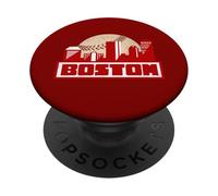 Boston Skyline Under A Baseball Vintage Retro Graphic PopSockets Adhesive PopGrip