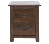 Boston Solid Dark Pine 2 Drawer Bedside Unit Side Table Lamp Table Coffee Table