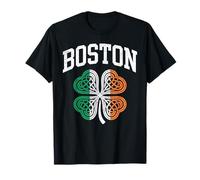Boston St Patricks Day Four Leaf Clover Irish Flag T-Shirt