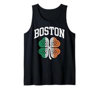 Boston St Patricks Day Four Leaf Clover Irish Flag Tank Top