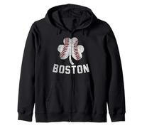 Boston St Patrick's Day Funny Shamrock Baseball Boston Zip Hoodie