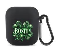 Boston St. Patrick's Day Shamrock Irish Clover Bluetooth Headset Cover Earbuds Case TPU Headphone Protective Compatible with Airpods 1/2 Black-Color