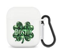 Boston St. Patrick's Day Shamrock Irish Clover Bluetooth Headset Cover Earbuds Case TPU Headphone Protective Compatible with Airpods 1/2 White-Color