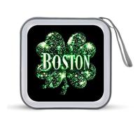 Boston St. Patrick's Day Shamrock Irish Clover CD Case Portable DVD Storage Small CD Holder Organizer for Home Travel