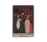 Boston Sunday Herald, Vintage Advertising Print Retro Poster Metal Tin Sign Chic Art Retro Iron Painting Bar People Cave Cafe Family Garage Poster Wall Decoration 8x12inch(20x30cm)